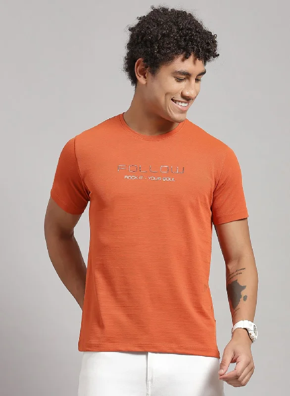 Men Orange Printed T-Shirt