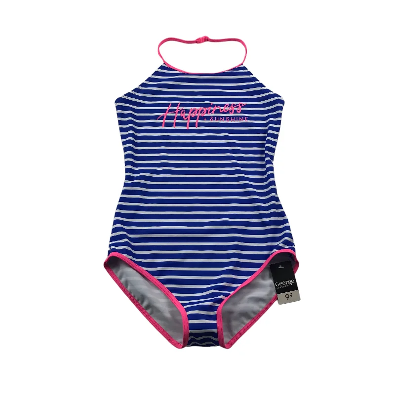 George Blue Stripy Swim Costume Age 13