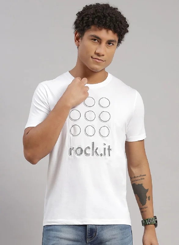 Men White Printed T-Shirt