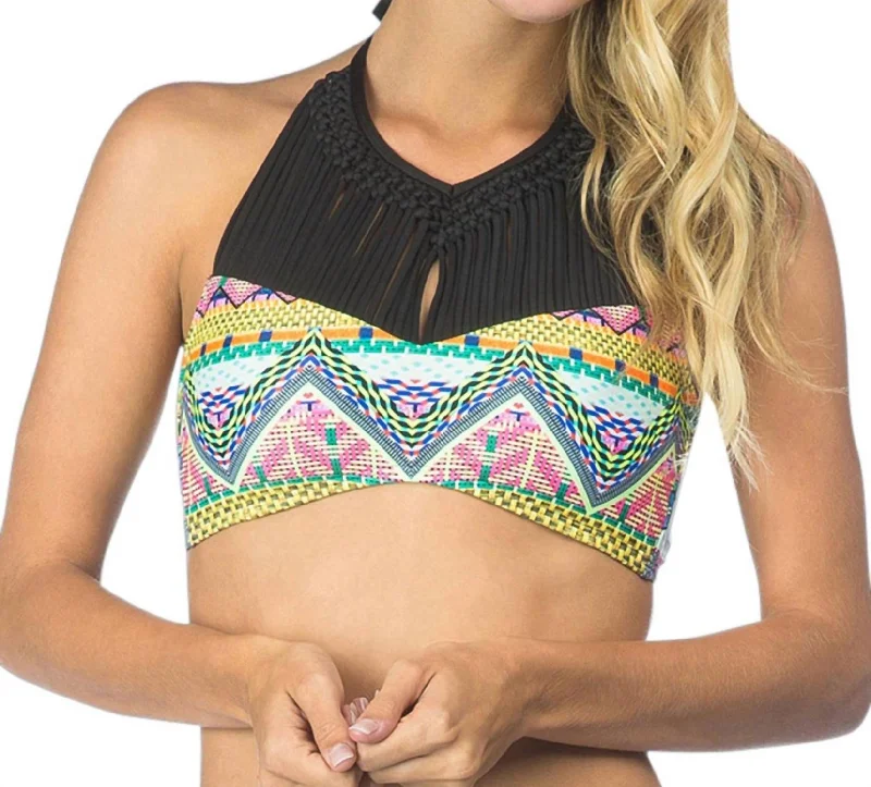 Macrame High Neck Bikini Top In Hob Desert Daze