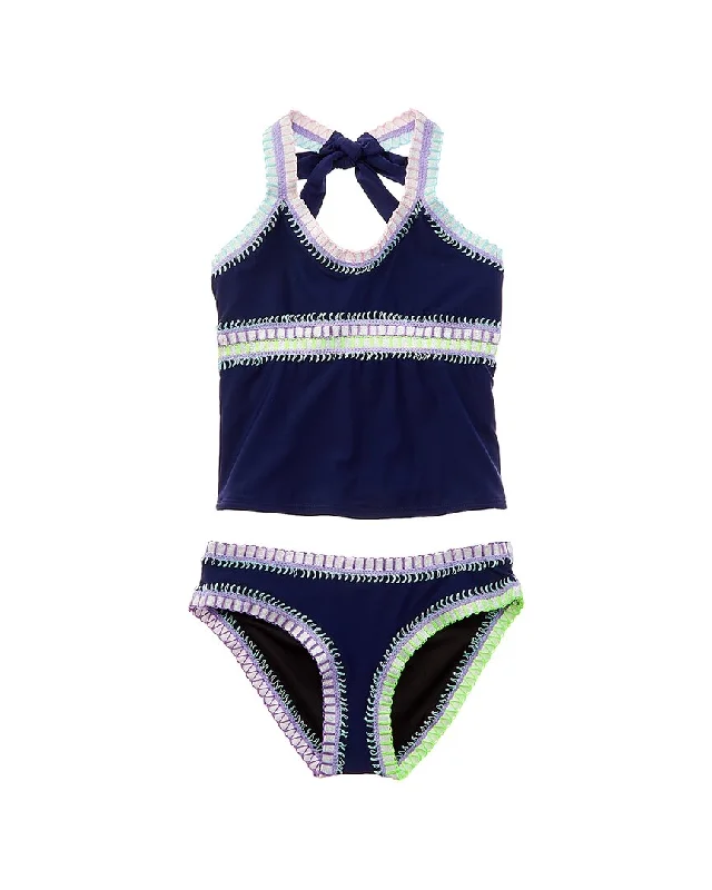 PilyQ 2pc Rainbow Embroidered Tankini Set