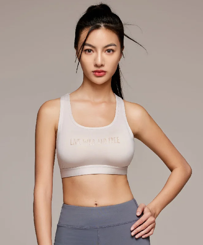 Energized Bohemian Explorer Elevate Sports Bra with Slogan