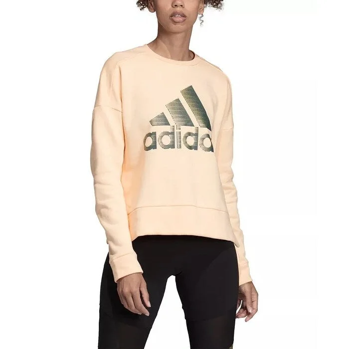 Adidas Women's Glam-Logo Sweatshirt Orange Size Extra Large - X-Large