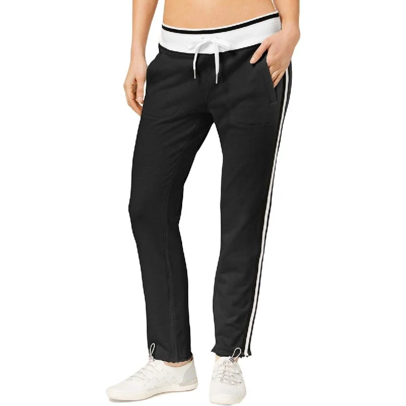 Calvin Klein Performance Women's Terry Striped Ankle Sweatpants Black Size 2 Extra Large - XX-Large