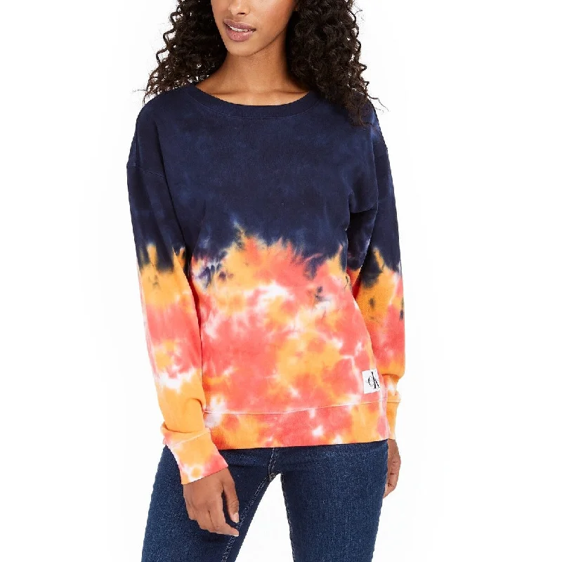 Calvin Klein Women's High Tide Tie-Dyed Sweatshirt Blue Size Small