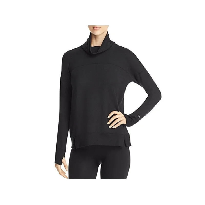 DKNY Women's Turtleneck Athleisure Sweatshirt Black Size Large