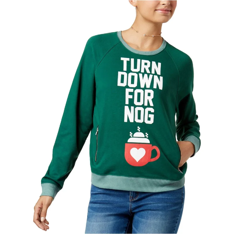 Doe Womens Mighty Fine Turn Down For Nog Sweatshirt, Green, X-Large