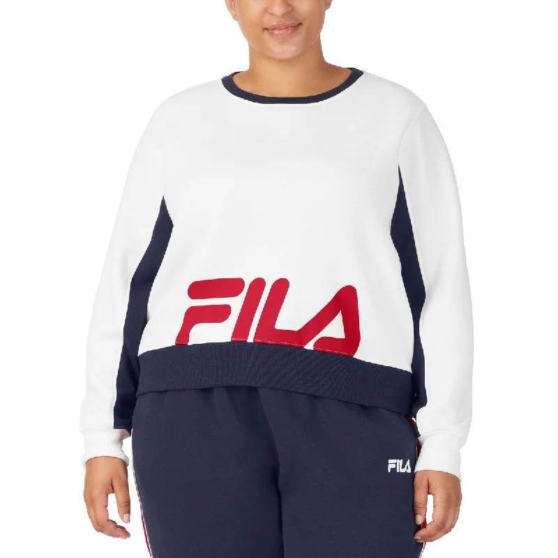 Fila Women's Calm Graphic Colorblocked Sweatshirt White Size 1X