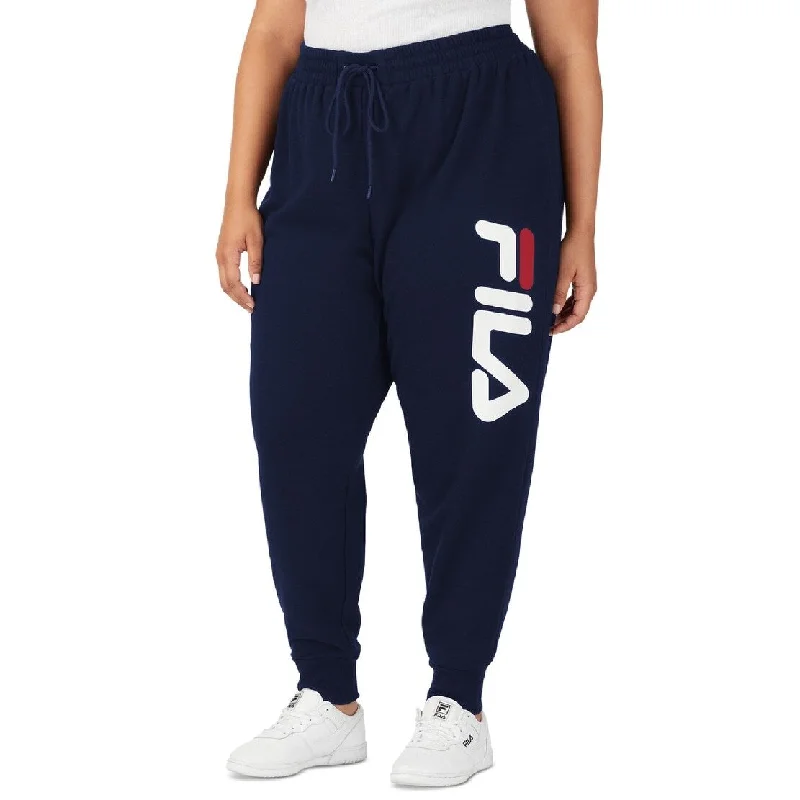 Fila Women's Stand Graphic Drawstring Waist Jogger Pants Blue Size 1X