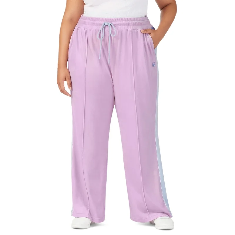 Fila Women's Valery Mid Rise Drawstring Velour Pants Purple Size 1X