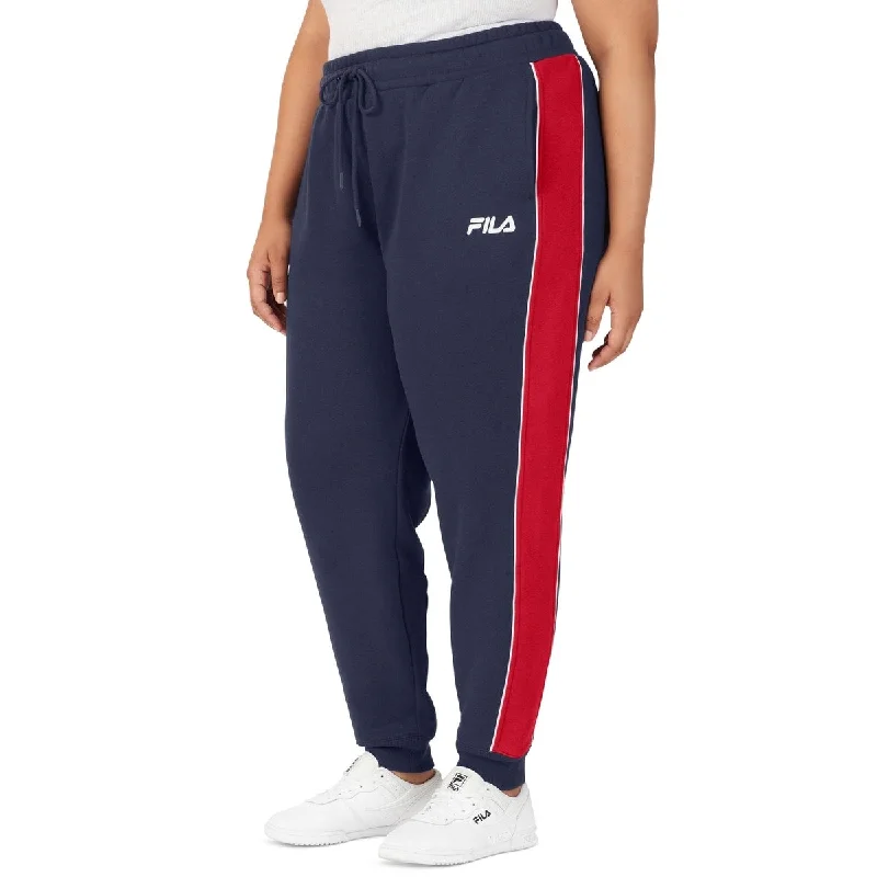 Fila Women's Vigor Mid Rise Colorblocked Fleece Joggers Blue Size 1X