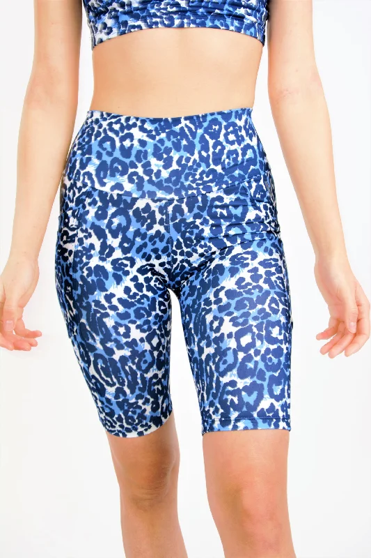 Blue Jaguar Biker Shorts