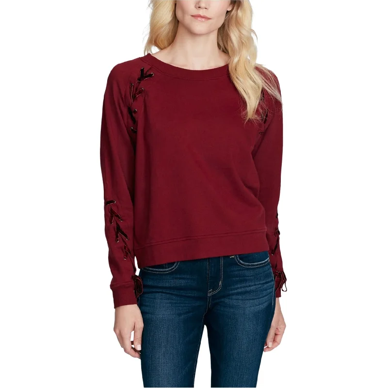 Jessica Simpson Womens Velvet Trim Sweatshirt, Red, Medium