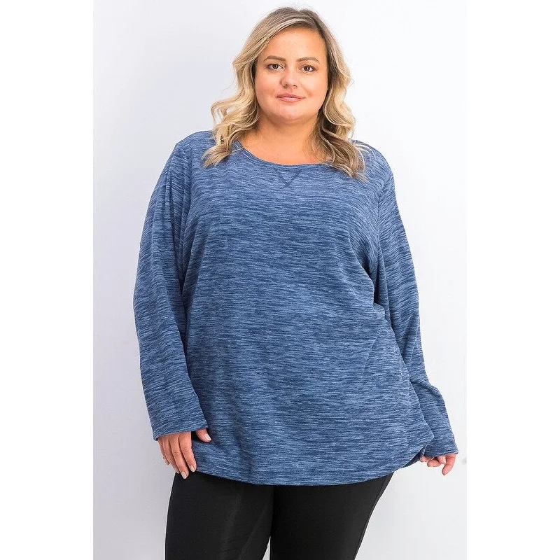 Karen Scott Women's Petite Marled Sweatshirt Blue Size Small