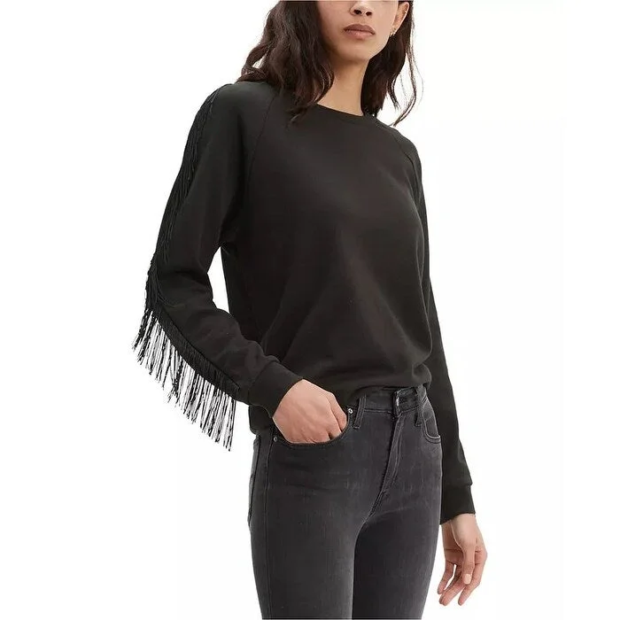 Levi's Women's Fringed Crewneck Sweatshirt Black Size X-Small