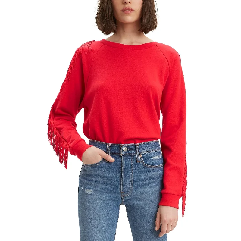 Levi's Women's Fringed Crewneck Sweatshirt Red Size X-Small - XS