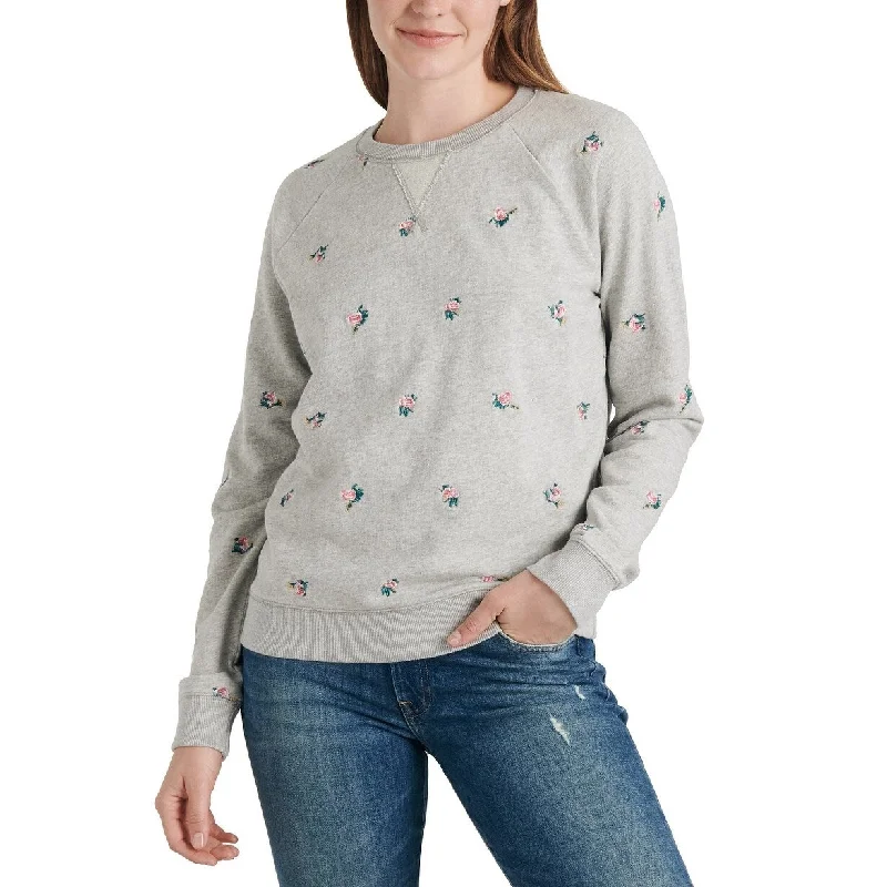 Lucky Brand Women's Allover Embroidered Sweatshirt Grey Size Small