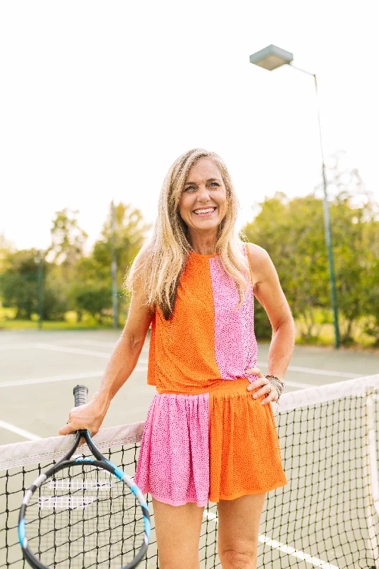 Orange & Bubble Gum Active Rhinestone Tank