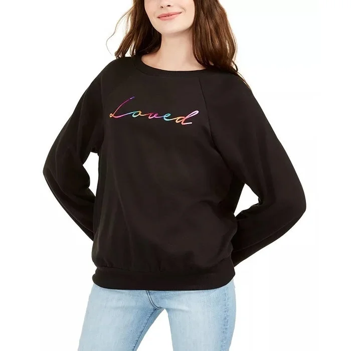 Rebellious One Junior's Loved Metallic Graphic Sweatshirt Black Size S - Small