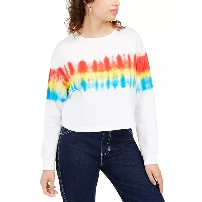 Rebellious One Junior's Tie Dyed Sweatshirt White Size X-Large