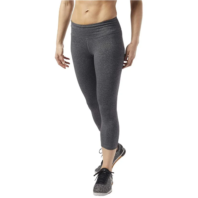 Reebok Womens OS Lux 3/4 Tight Compression Athletic Pants, Grey, Small