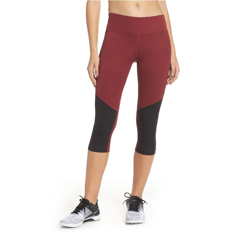 Reebok Womens Workout Color Block Yoga Pants, Red, Small