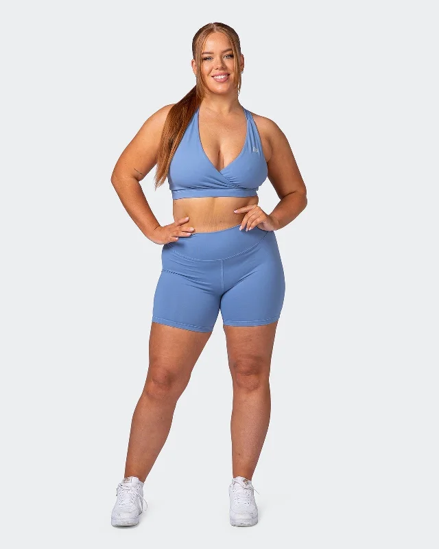 Signature Scrunch Bike Shorts-Powder Blue