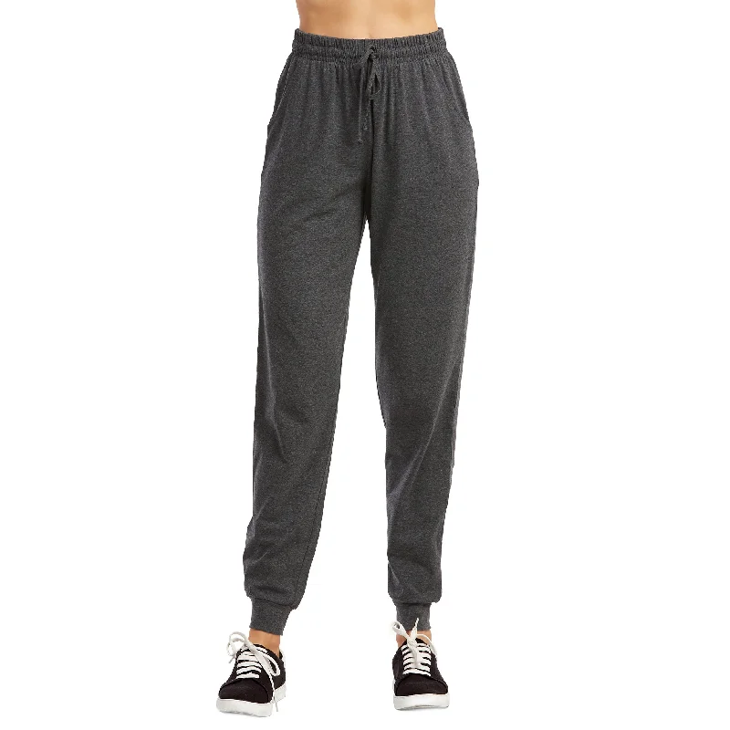 LADIES SINGLE JERSEY COTTON JOGGER PANTS WITH POCKETS (SJC7000_CHC/GR)