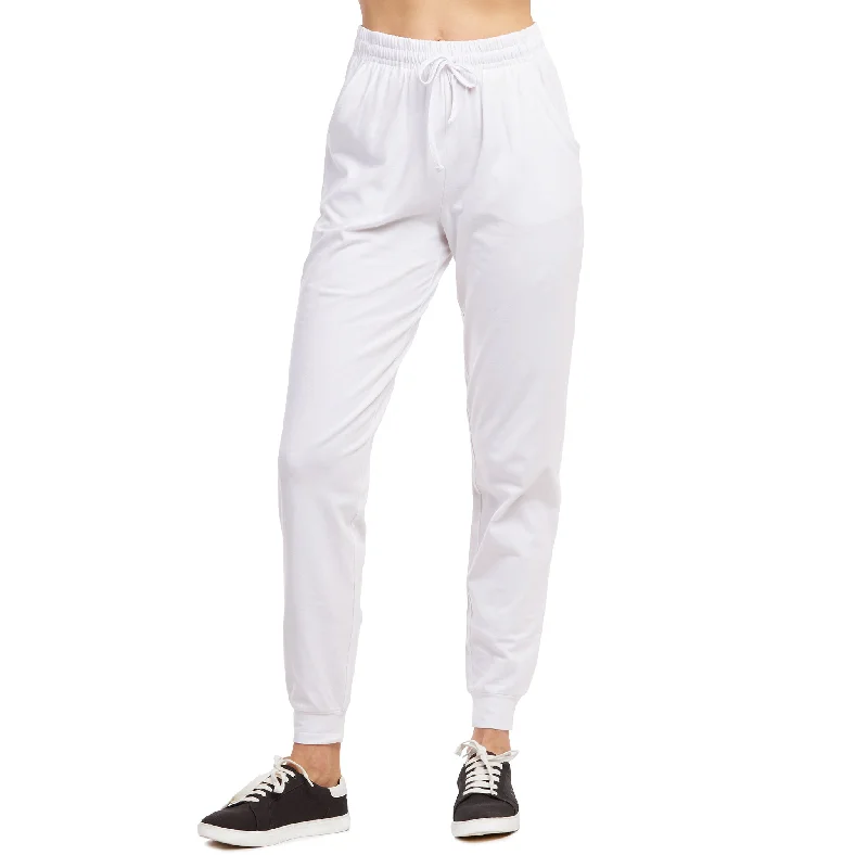 LADIES SINGLE JERSEY COTTON JOGGER PANTS WITH POCKETS (SJC7000_WHITE)