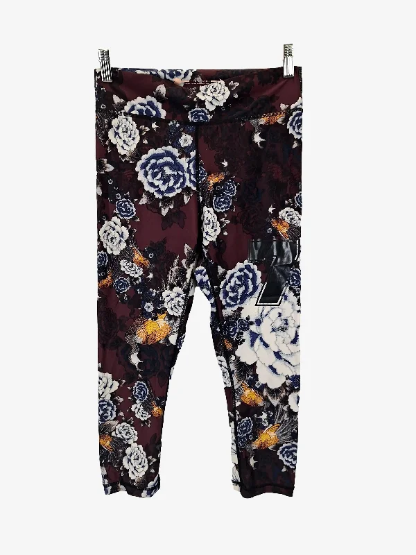 The Upside Maroon Floral Activewear Leggings Size M