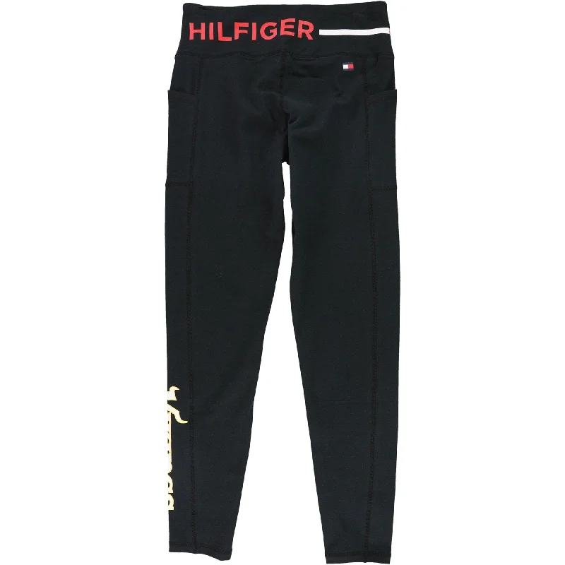 Tommy Hilfiger Womens Minnesota Vikings Compression Athletic Pants, Black, Small