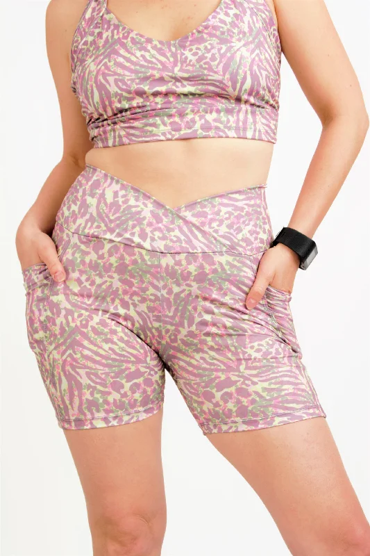 Violet Tiger Midi Biker Shorts