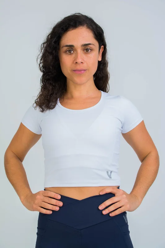 White Short Sleeve Crop Top