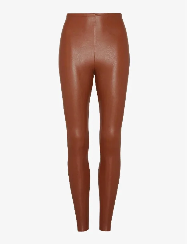 Women's Faux Leather Legging In Cocoa