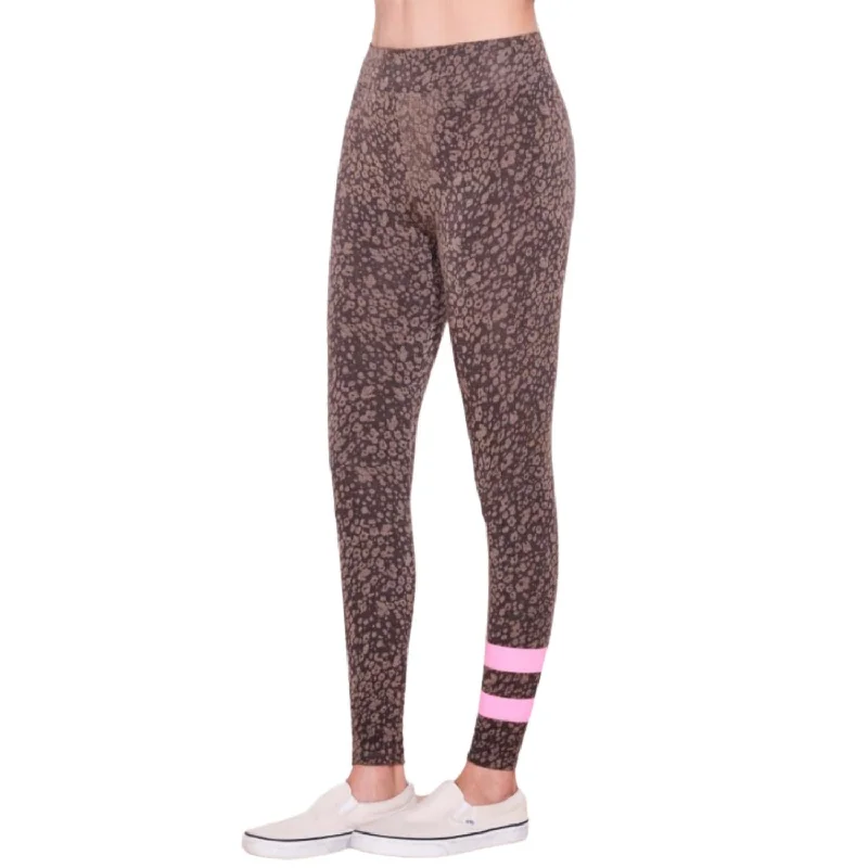 Women's Stripe Floral Yoga Pants In Teddy Brown Floral